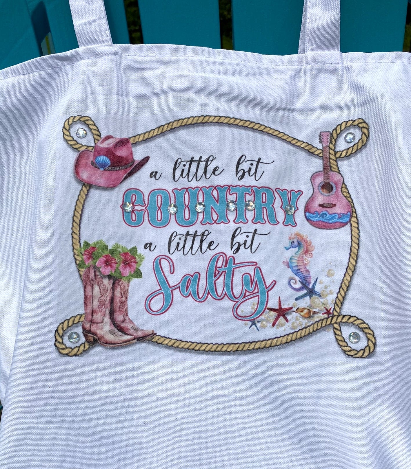 a little bit country a little bit salty Heavy weight cotton canvas large zippered tote bag