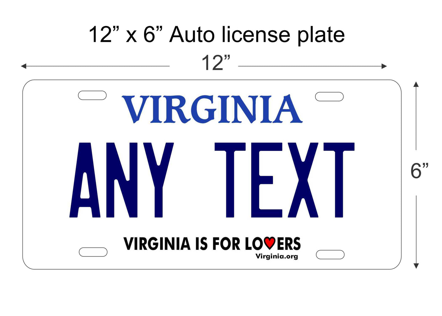 Virginia personalized novelty vanity front license plate replica decorative aluminum sign car tag