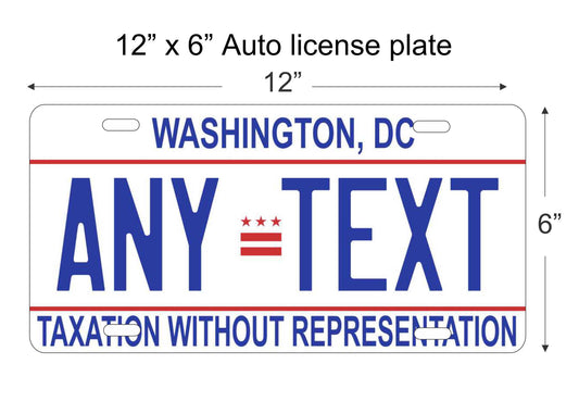 Washington DC personalized novelty vanity front license plate replica decorative aluminum sign car tag