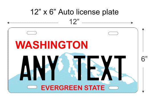 Washington state personalized novelty vanity front license plate replica decorative aluminum sign car tag