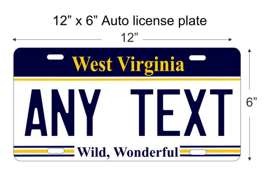 West Virginia state personalized novelty vanity front license plate replica decorative aluminum sign car tag