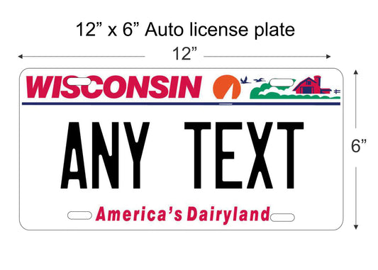 Wisconsin state personalized novelty vanity front license plate replica decorative aluminum sign car tag