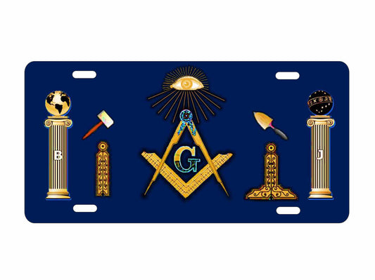 freemason working tools novelty front license plate Decorative Vanity aluminum car tag