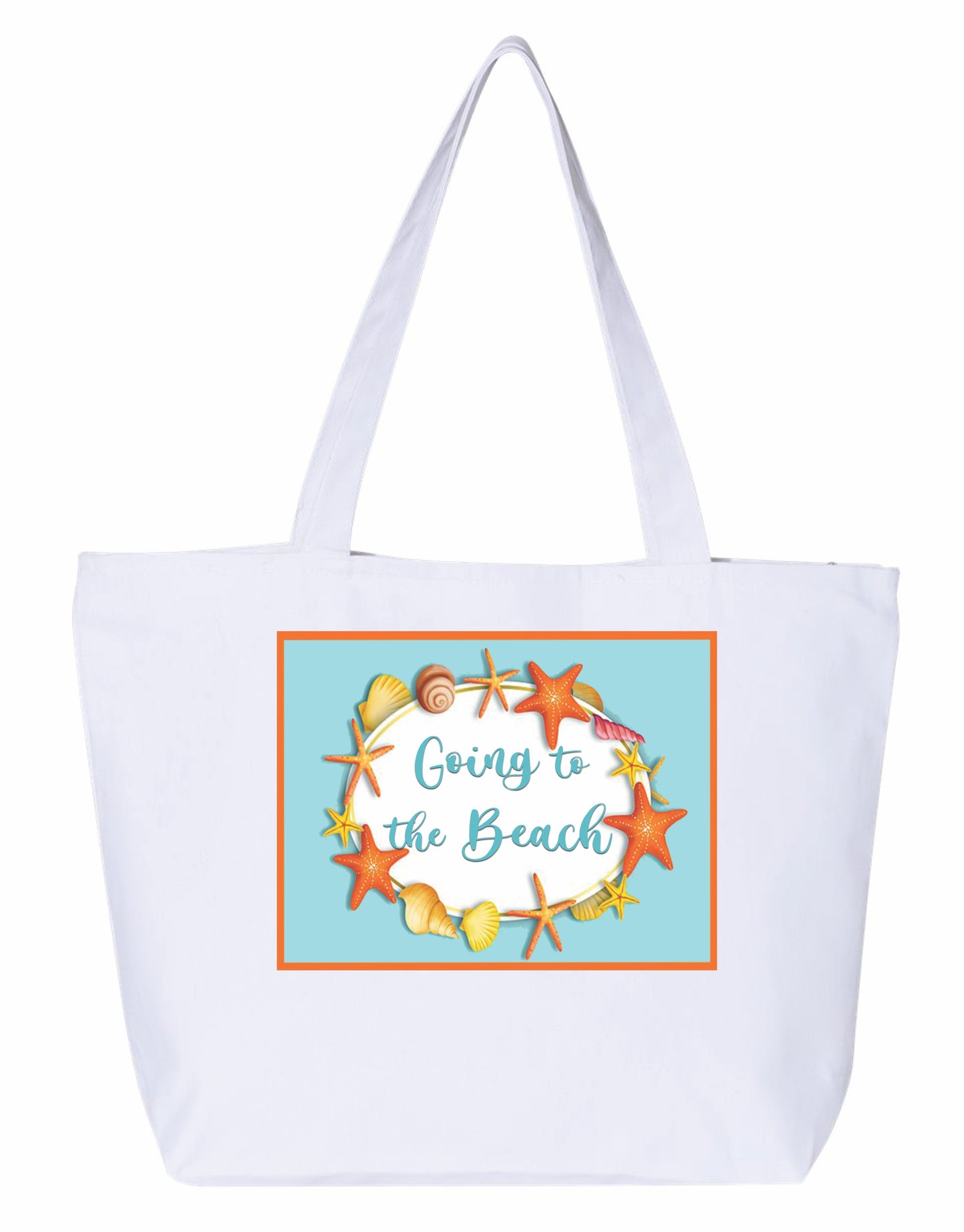 Going to the beach Heavy weight cotton canvas large zippered tote bag