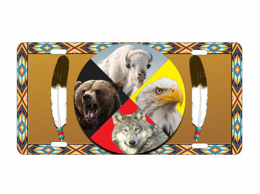 Native American medicine wheel novelty front license plate decorative vanity car tag
