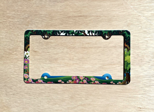 trees and flowers License Plate Frame Decorative License Plate Holder Car Tag Frame