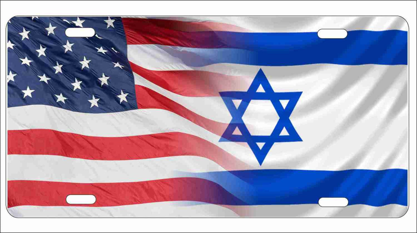 American and Israeli flag personalized custom novelty license plate decorative aluminum vanity front plate