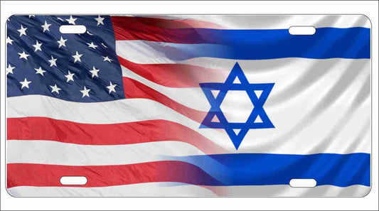 American and Israeli flag personalized custom novelty license plate decorative aluminum vanity front plate