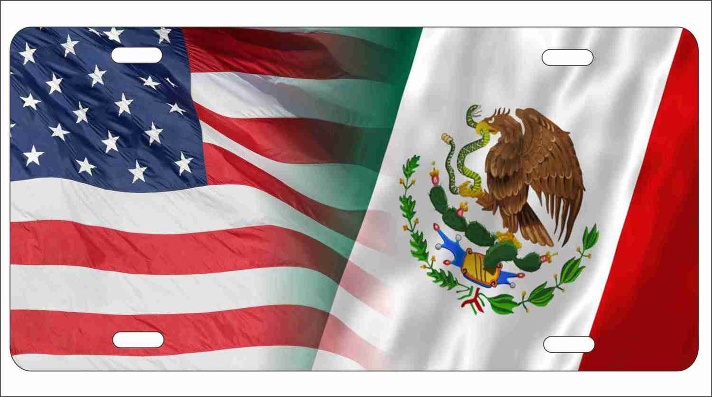 American and Mexican flag personalized custom novelty license plate decorative aluminum vanity front plate
