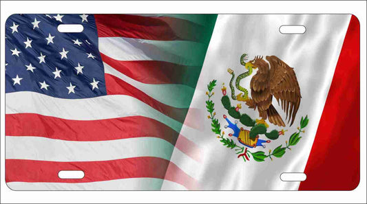 American and Mexican flag personalized custom novelty license plate decorative aluminum vanity front plate
