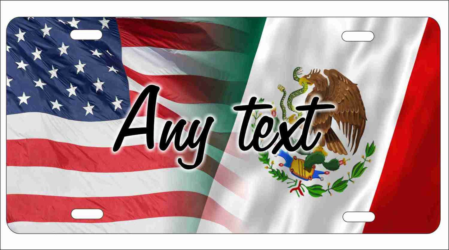 American and Mexican flag personalized custom novelty license plate decorative aluminum vanity front plate