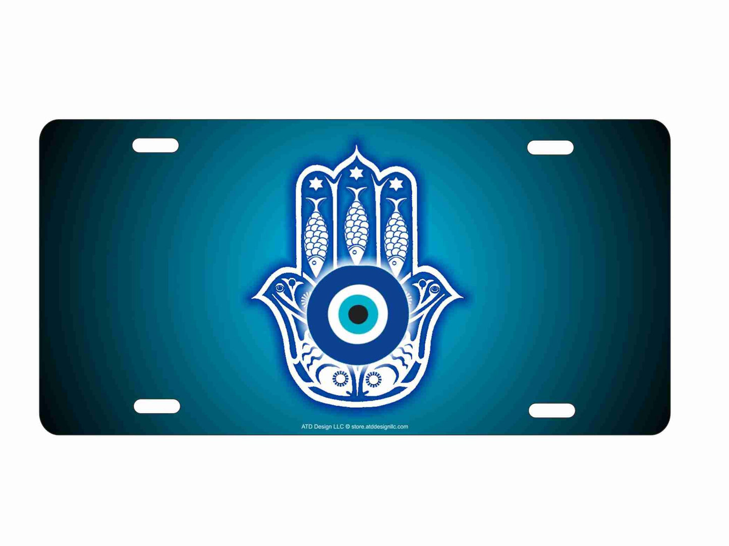 Evil eye Hamsa novelty front license plate Decorative Vanity aluminum car tag