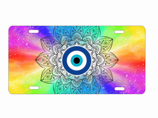 Evil eye mandala novelty front license plate Decorative Vanity aluminum car tag