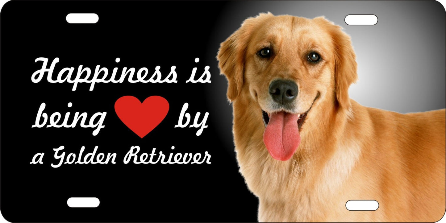 Golden retriever novelty front license plate decorative aluminum car tag