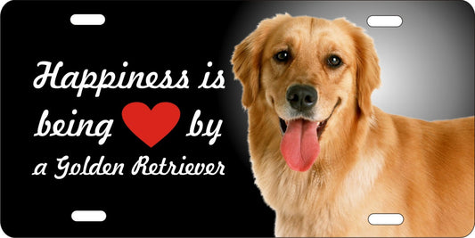 Golden retriever novelty front license plate decorative aluminum car tag