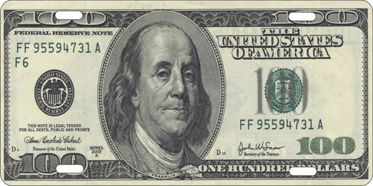 100 dollar bill personalized novelty money license plate Decorative Vanity Aluminum car tag