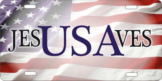 Jesus Saves USA novelty license plate vanity front plate aluminum car tag