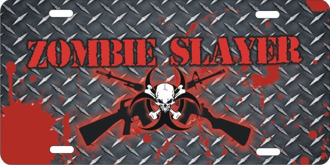 Zombie Slayer Zombie Hunter Zombie Killer novelty front license plate decorative plate
