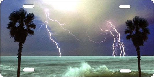 Lightning Storm Stormy Beach Scene personalized novelty front license plate Decorative car tag