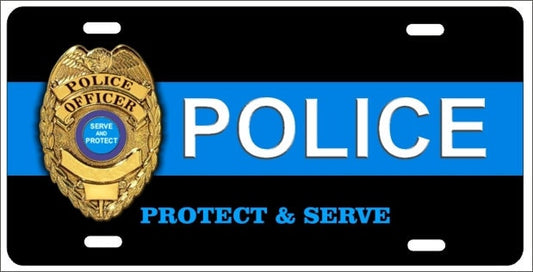 Police badge novelty license plate  protect and serve Decorative vanity aluminum car tag