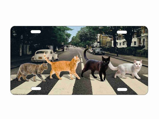 Cats crossing Abbey road license plate decorative vanity car tag