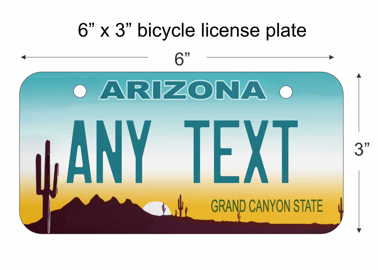 Arizona state replica bicycle license plate personalized with any text custom made decorative aluminum sign