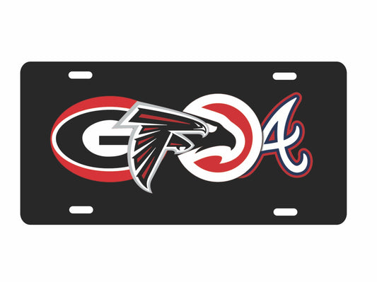 Atlanta Georgia Sport Teams Combined Logos Novelty Front License Plate Decorative aluminum Car Tag