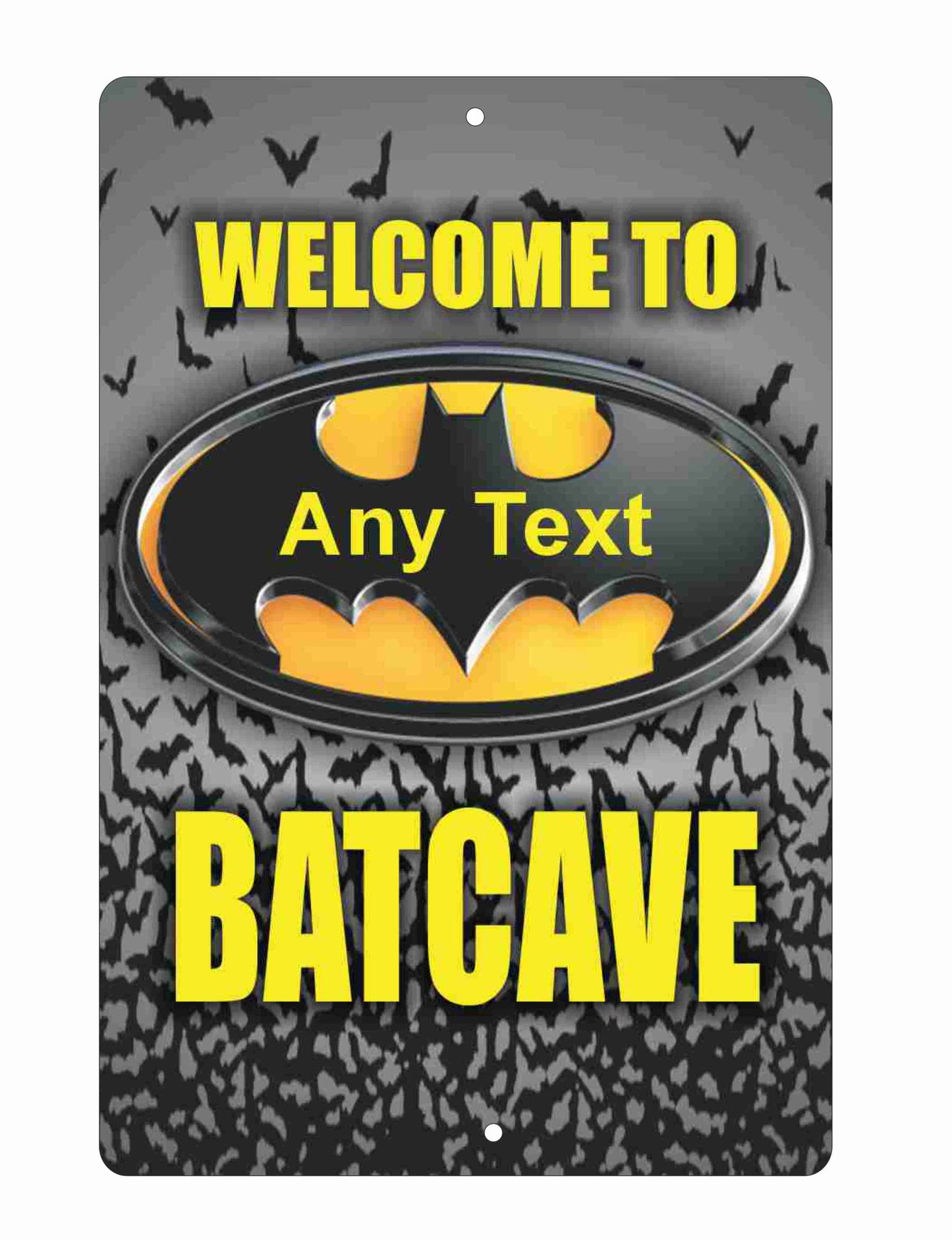 Batcave aluminum sign personalized with any name