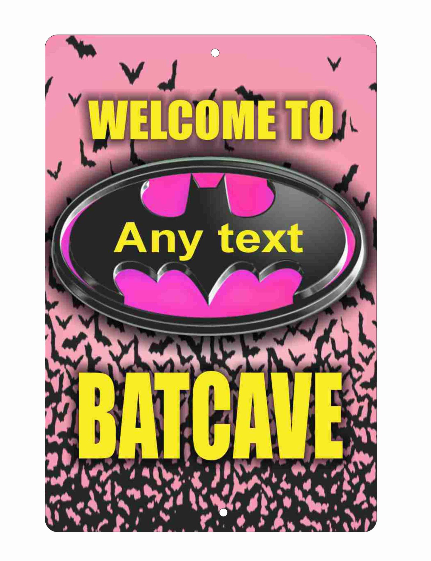 Girl Batcave aluminum sign personalized with any name