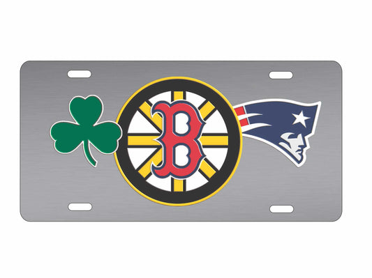 Boston Sport Teams Combined Logos Novelty Front License Plate Decorative aluminum Car Tag