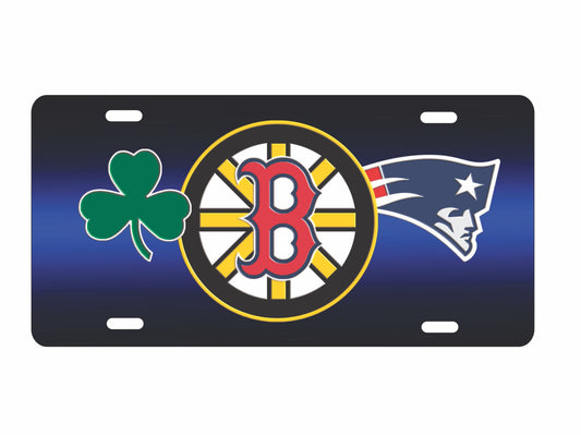 Boston Sport Teams Combined Logos Novelty Front License Plate Decorative aluminum Car Tag