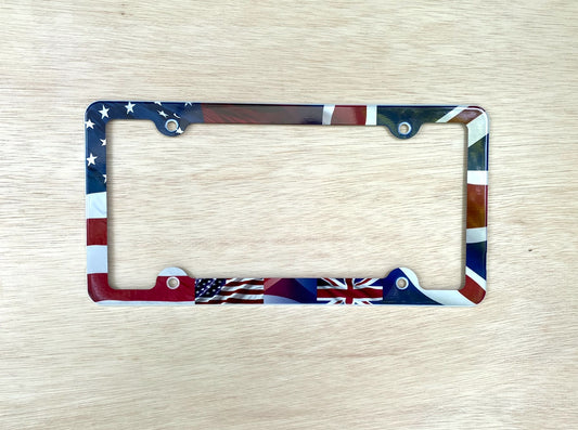 American and British union jack flags License Plate Frame Decorative License Plate Holder Car Tag Frame