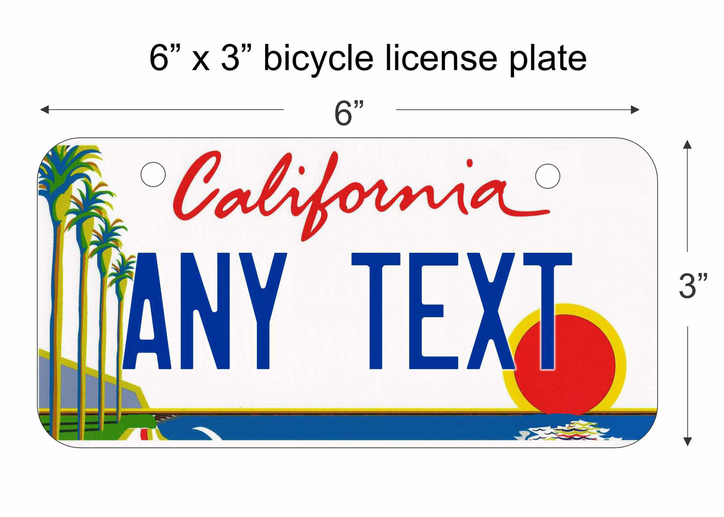 California state replica bicycle license plate personalized with any text custom made decorative aluminum sign