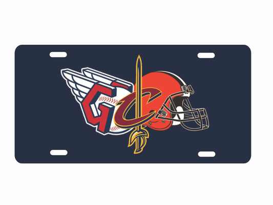 Cleveland Sport Teams Combined Logos Novelty Front License Plate Decorative aluminum Car Tag