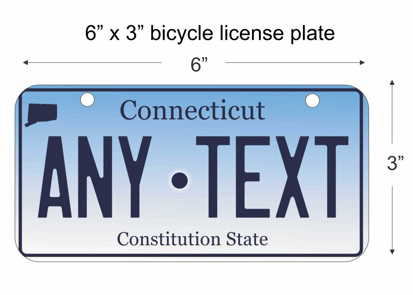 Connecticut state replica bicycle license plate personalized with any text custom made decorative aluminum sign