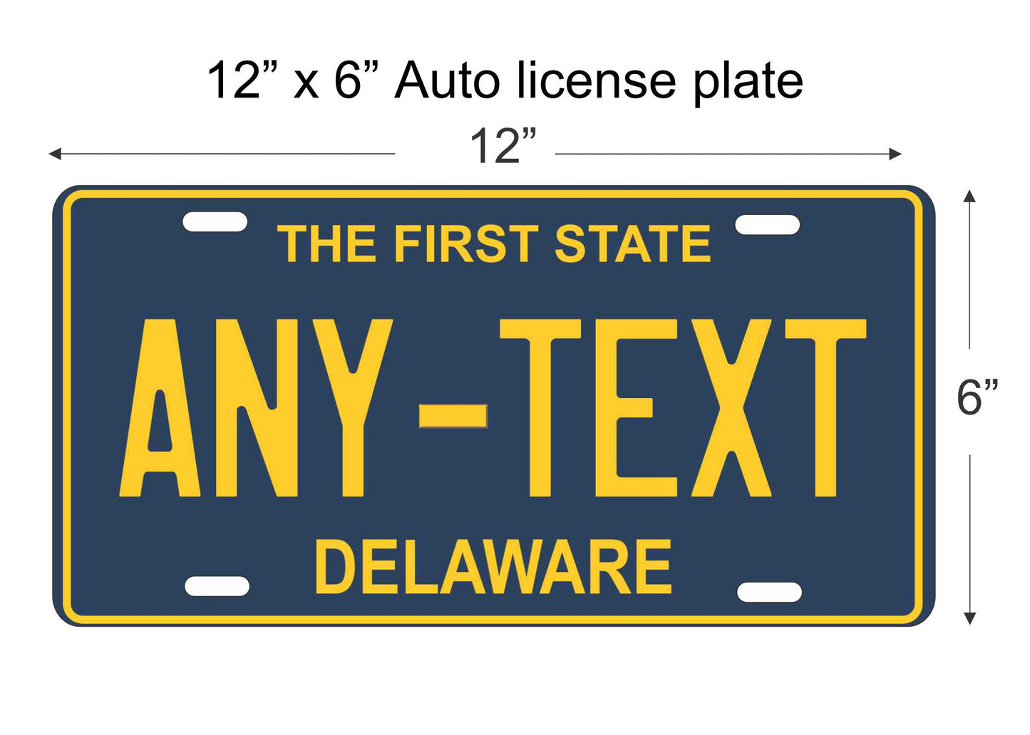 Delaware state personalized novelty vanity front license plate replica decorative aluminum sign car tag