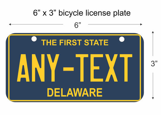 Delaware state replica bicycle license plate personalized with any text custom made decorative aluminum sign