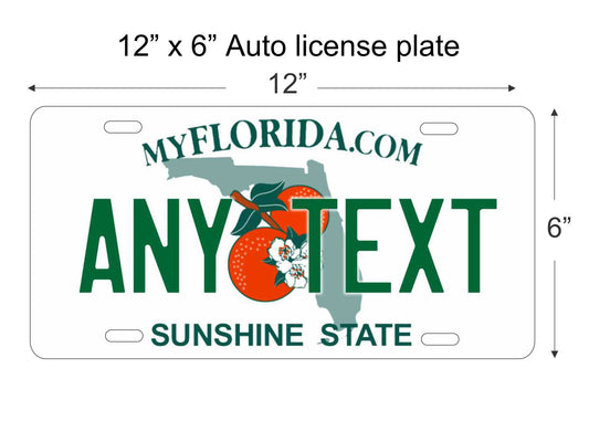 Florida sunshine state personalized novelty vanity front license plate replica decorative aluminum sign car tag