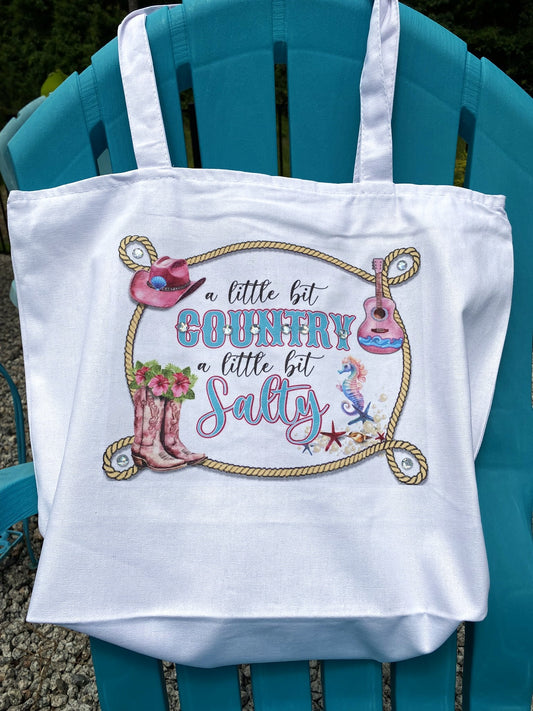 a little bit country a little bit salty Heavy weight cotton canvas large zippered  tote bag
