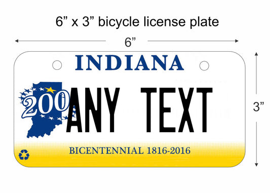 Indiana state replica bicycle license plate personalized with any text custom made decorative aluminum sign