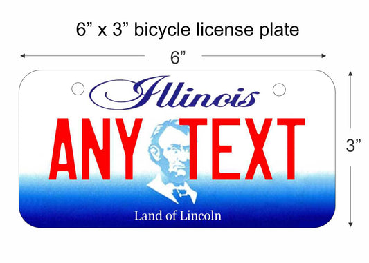 Illinois state replica bicycle license plate personalized with any text custom made decorative aluminum sign