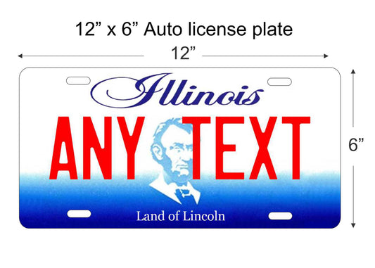 Illinois state personalized novelty vanity front license plate replica decorative aluminum sign car tag