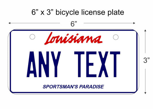 Louisiana state replica bicycle license plate personalized with any text custom made decorative aluminum sign