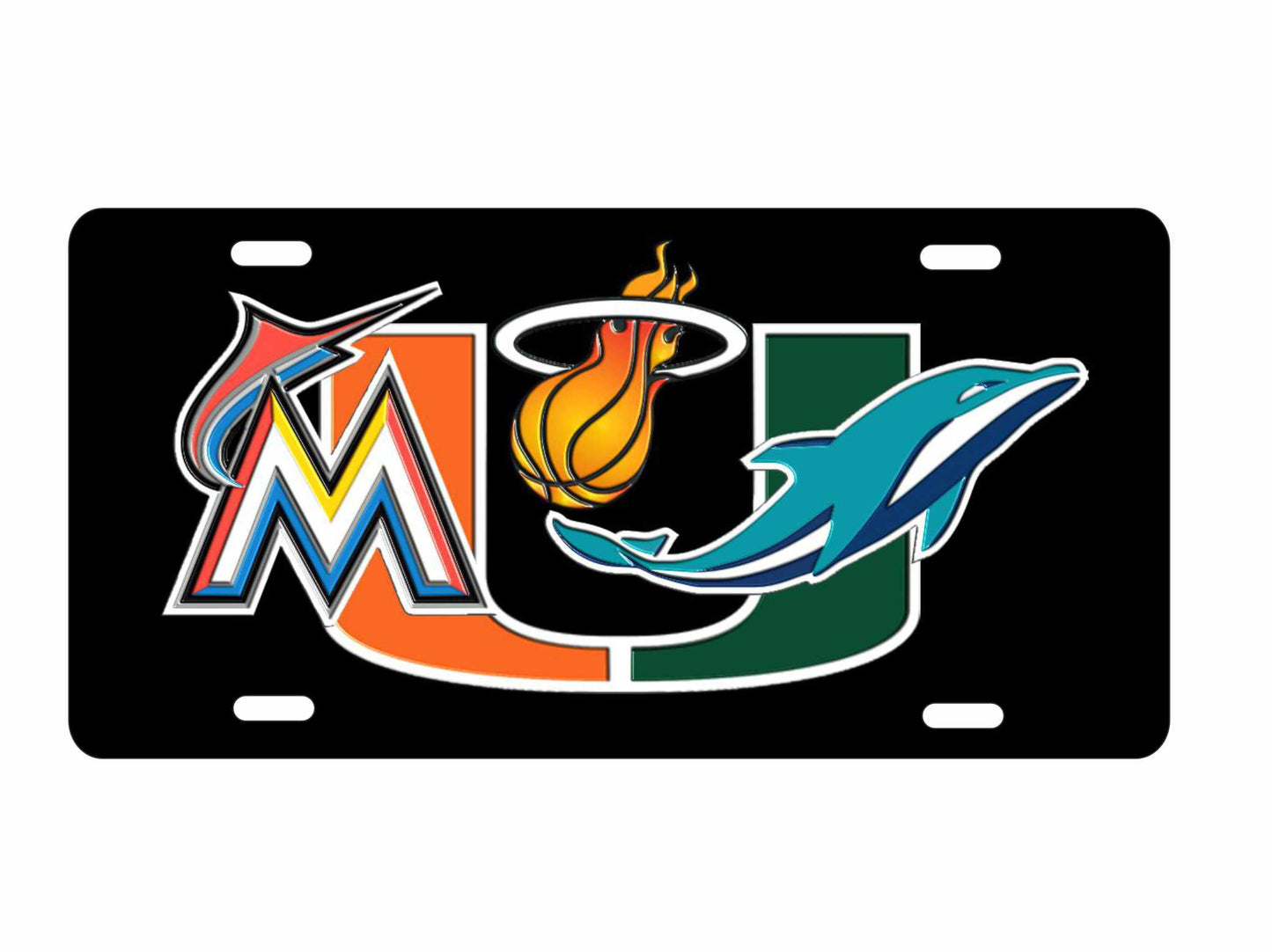 Miami sport teams combined logos novelty license plate decorative sport fan aluminum sign