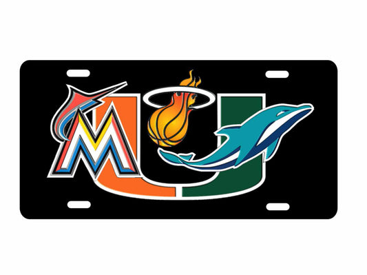 Miami sport teams combined logos novelty license plate decorative sport fan aluminum sign