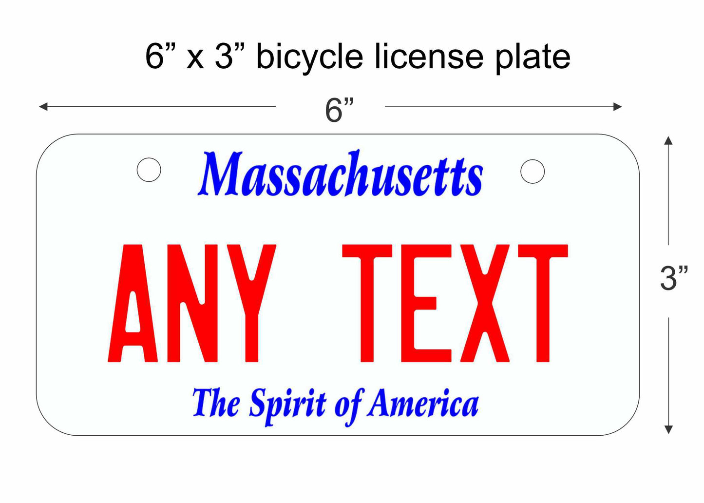 Massachusetts state replica bicycle license plate personalized with any text custom made decorative aluminum sign