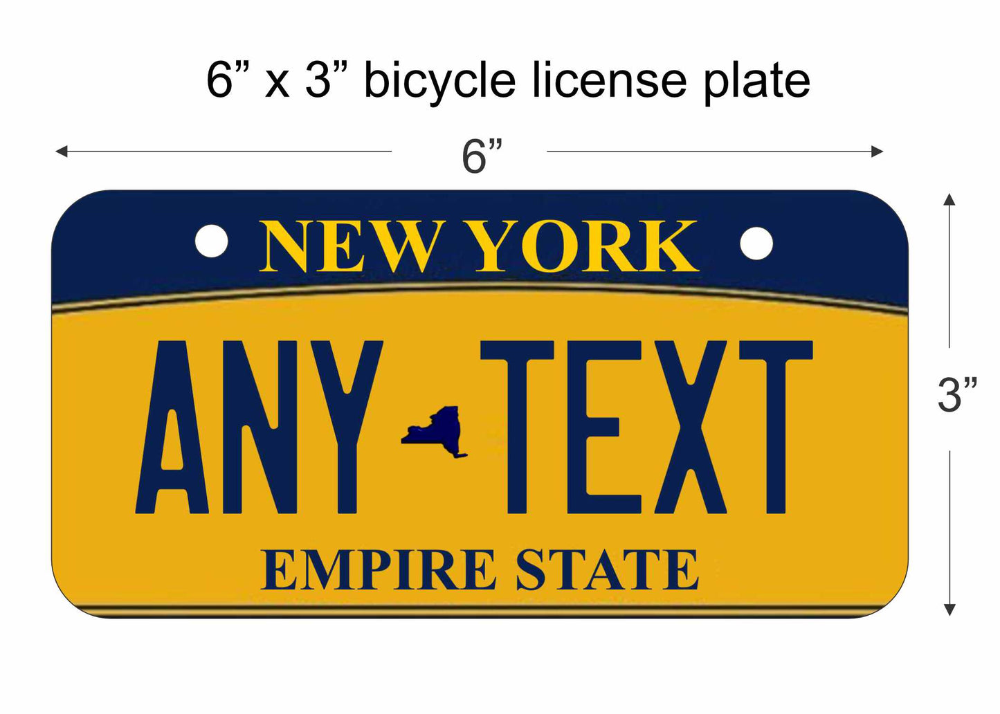 New York empire state replica bicycle license plate personalized with any text custom made decorative aluminum sign