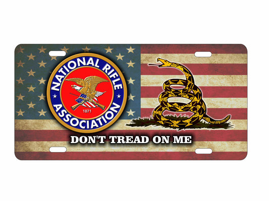 Don't tread on me American flag novelty vanity front license plate Americana decorative aluminum sign car tag