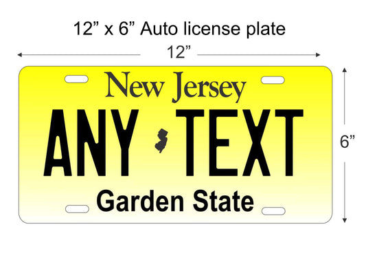 New Jersey personalized novelty vanity front license plate replica decorative aluminum sign car tag