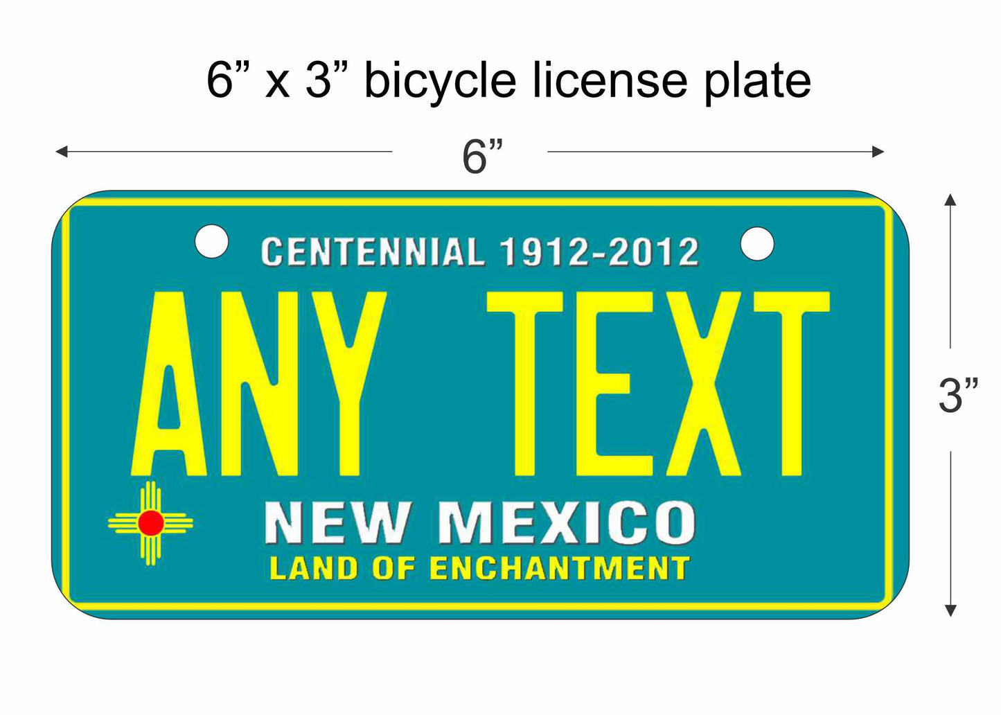 New Mexico state replica bicycle license plate personalized with any text custom made decorative aluminum sign